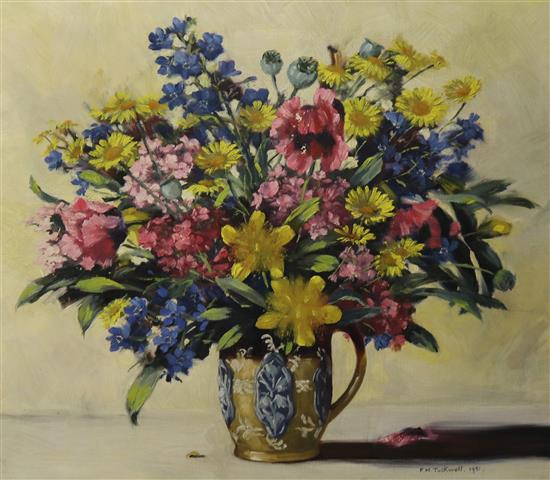 F. M. Tuckwell, oil on canvas, still life of flowers